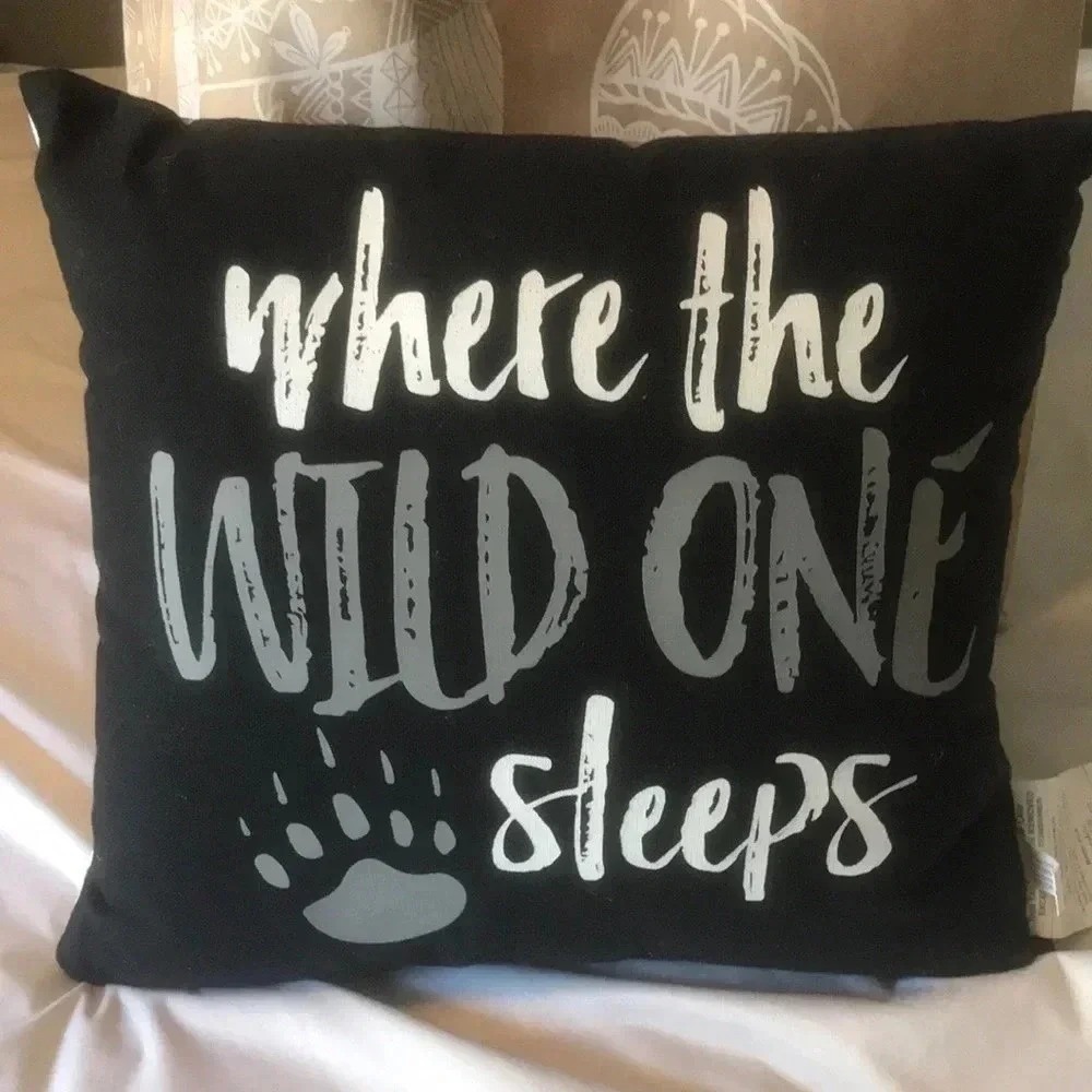 Adams & Co Where the Wild One Sleeps Bear Paw Decorative Throw Pillow 14x14